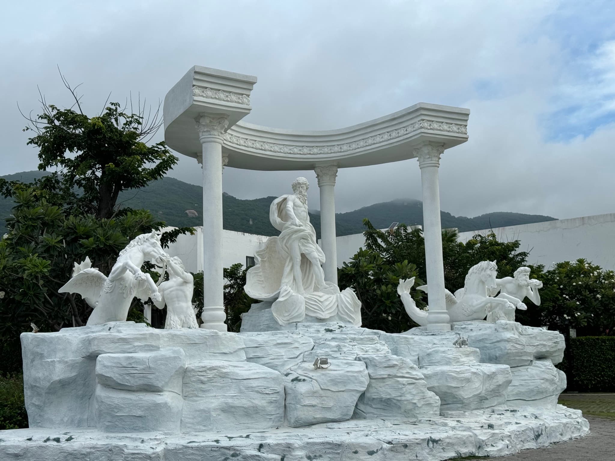 The resort's Neptune fountain landmark